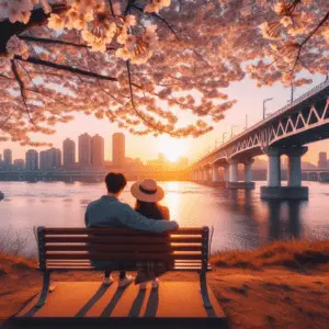한강 데이트 일러스트레이션
